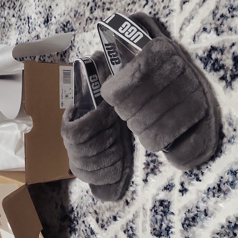 UGG Fluff Yeah Slide- Size 8, Gray